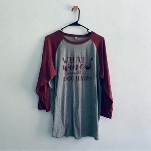 Wine graphic quarter-sleeve tee